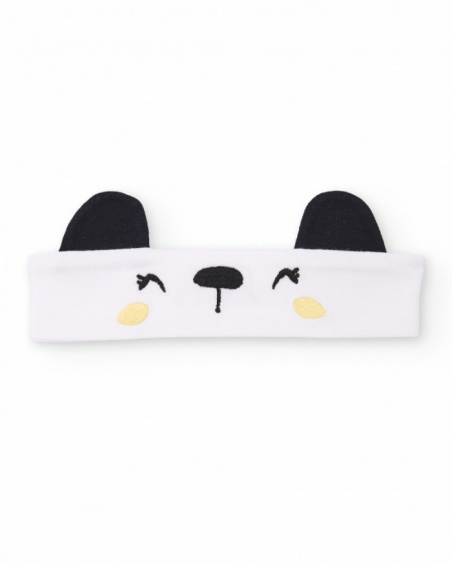 Knitted newborn headband with raised appliqués