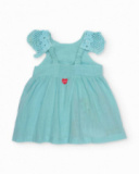 Girls’ woven dress with a crochet collar