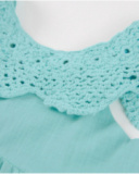 Girls’ woven dress with a crochet collar