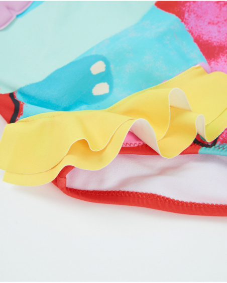 Girls’ knitted swimsuit with double ruffle