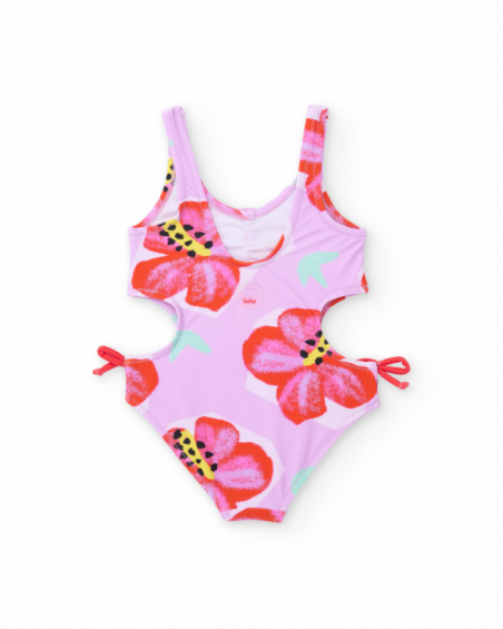 Girls’ knitted swimsuit with raised appliqués