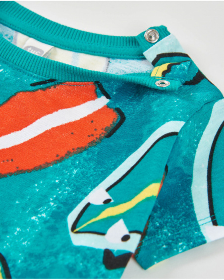 Boys’ knitted T-shirt with surfboard print