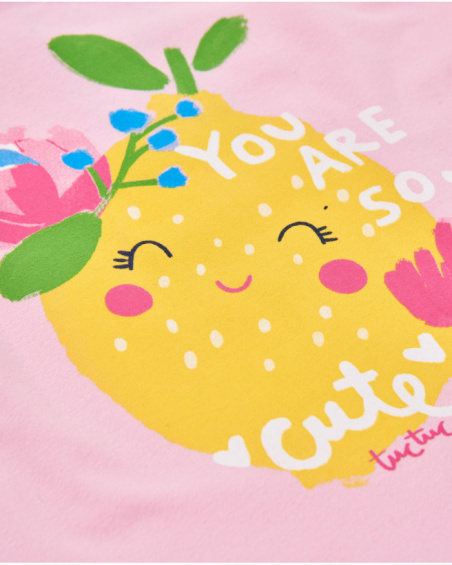 Girls’ knitted T-shirt with lemon design