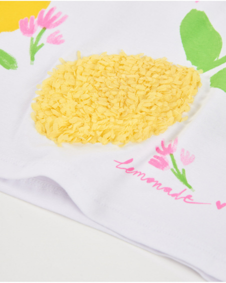 Girls’ knitted T-shirt with textured lemon