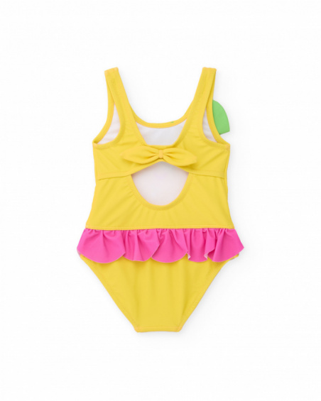 Girls’ knitted swimsuit with raised leaves