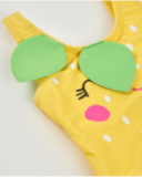 Girls’ knitted swimsuit with raised leaves