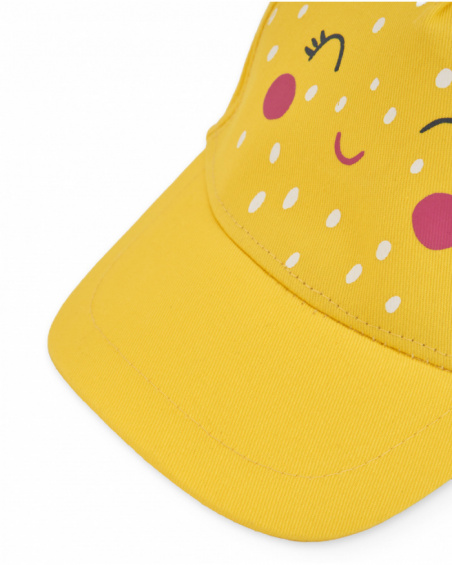 Girls’ woven cap with decorative leaves