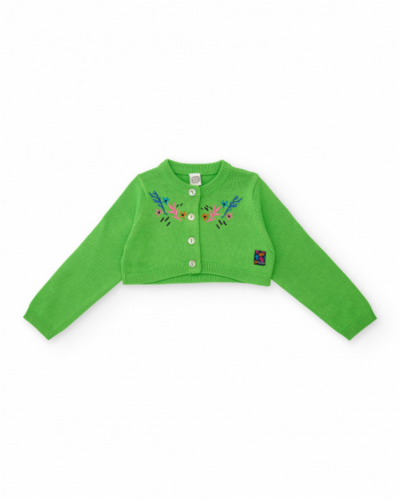 Girls’ tricot jacket with front embroidery