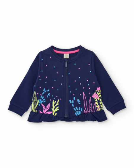 Girls’ knitted sweatshirt with ruffle hem