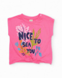 Girls’ knitted T-shirt with knot at the hem