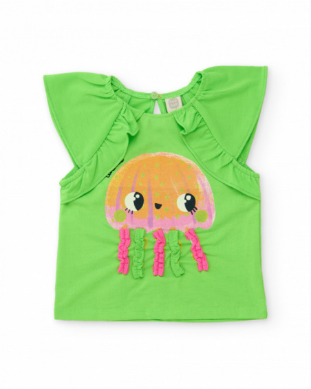 Girls’ knitted T-shirt with gathered straps