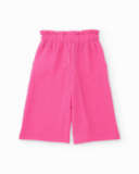 Girls’ woven trousers with textured fabric