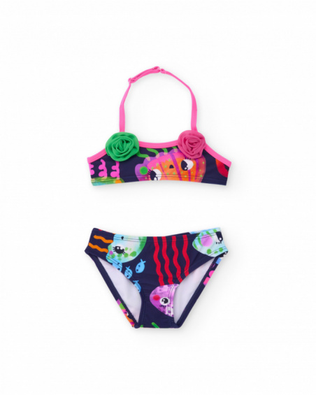 Girls’ knitted bikini with applied flowers