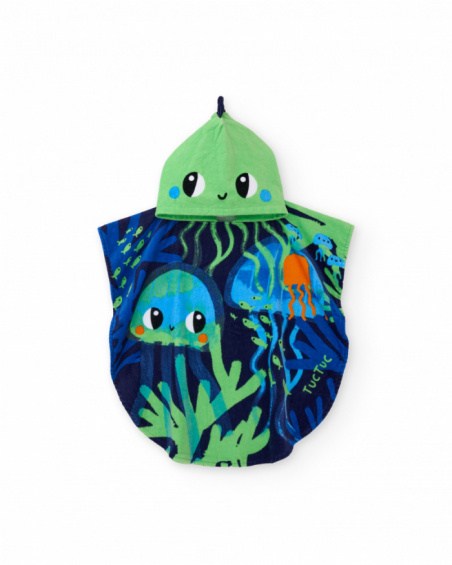 Boys’ knitted poncho towel with embroidered details