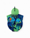 Boys’ knitted poncho towel with embroidered details