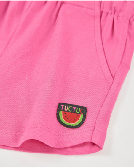 Girls’ knitted shorts with watermelon embroidery