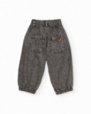 Girls’ woven denim trousers with washed effect