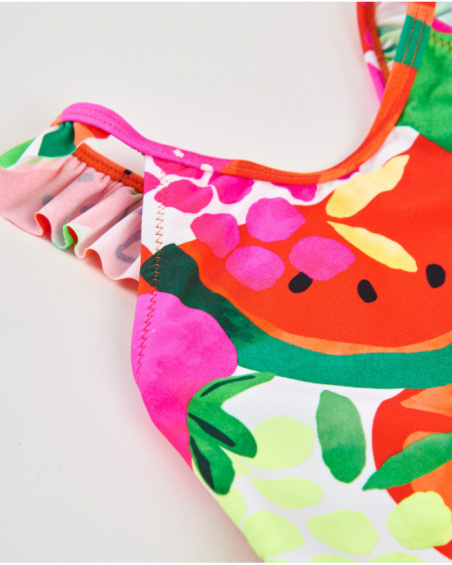 Girls’ knitted swimsuit with ruffles on the straps