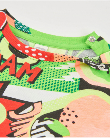 Boys’ knitted T-shirt with comic print