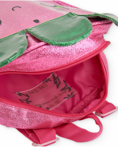 Girls’ woven backpack with shiny finish