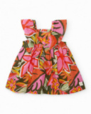 Girls’ woven dress with front gathering