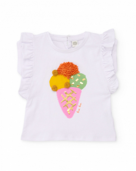 Girls’ knitted T-shirt with ice cream graphic