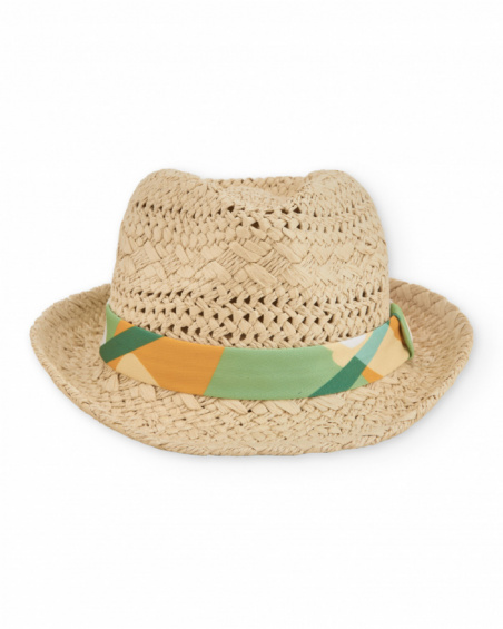 Boys’ woven hat with ribbon and side knot