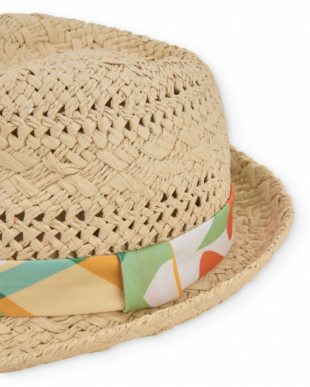 Boys’ woven hat with ribbon and side knot