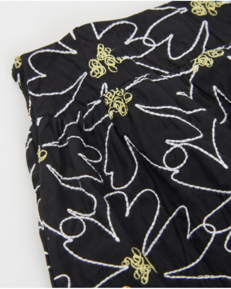 Girls’ woven skirt with floral embroidery