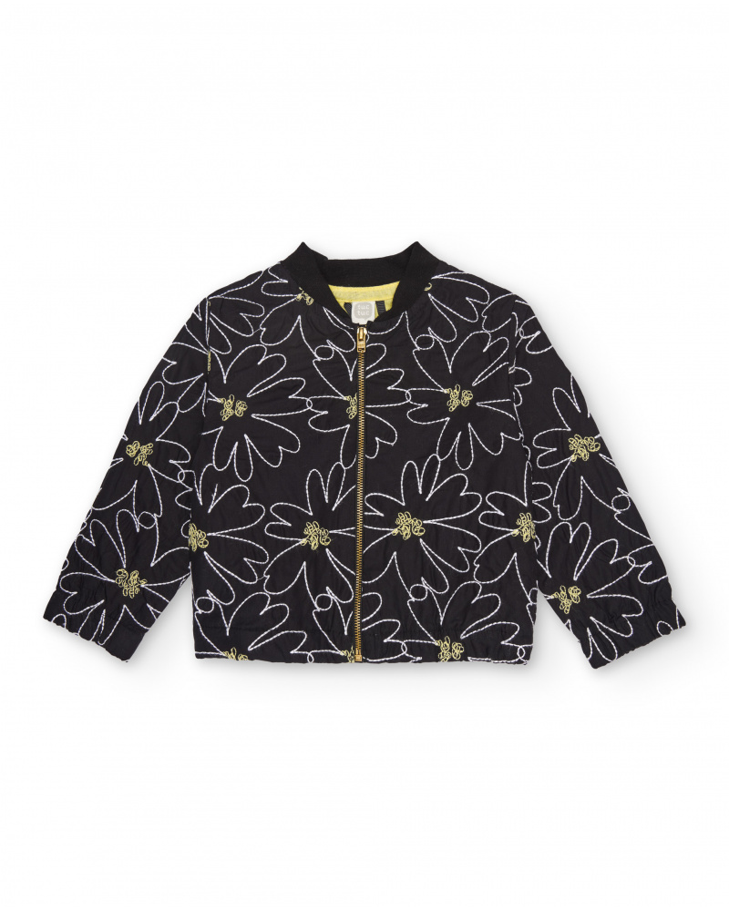 Girls’ woven jacket with floral print