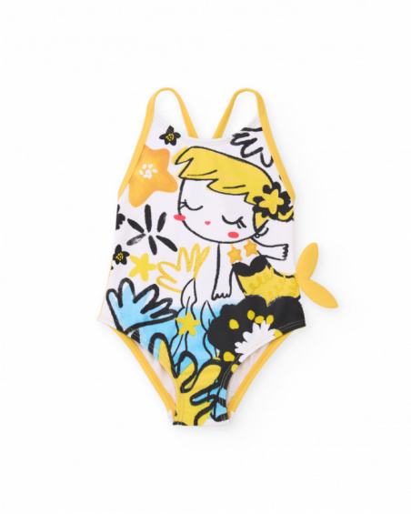 Girls’ knit swimsuit with side detail