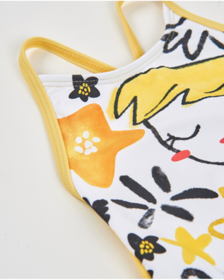 Girls’ knit swimsuit with side detail