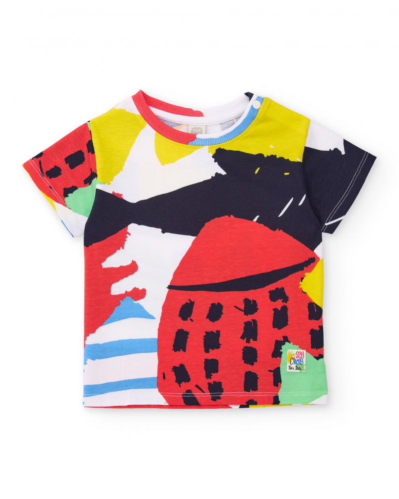 Boys’ knit T-shirt with abstract print