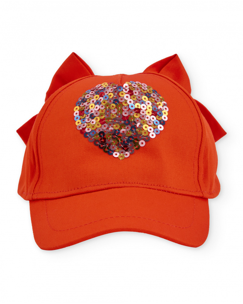 Girls plain weave cap with a sequin heart