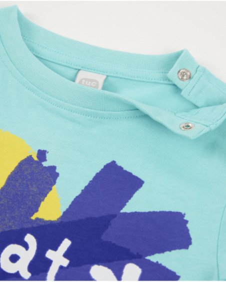 Boys knit T-shirt with shoulder fastening