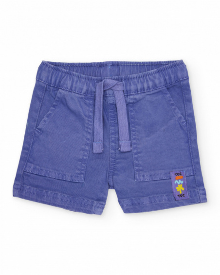 Boys plain weave bermuda shorts with an adjustable waist