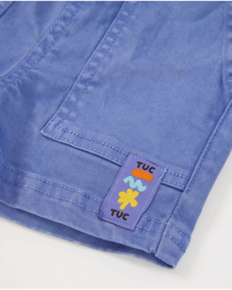 Boys plain weave bermuda shorts with an adjustable waist