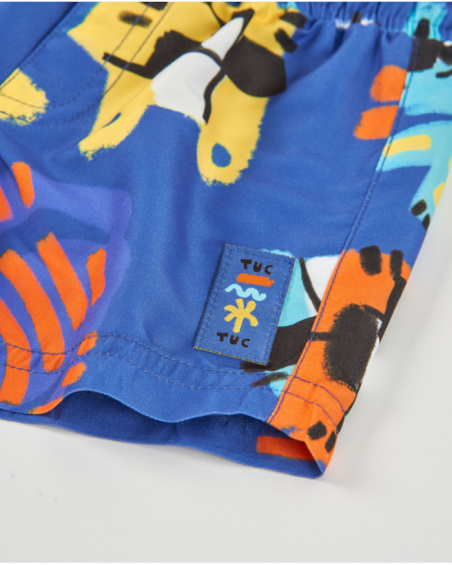 Boys’ swim shorts in woven fabric with tiger print