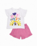 Girls’ knitted set with floral graphic