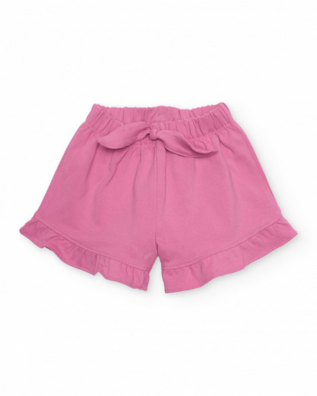 Girls’ knitted shorts with ruffle hem