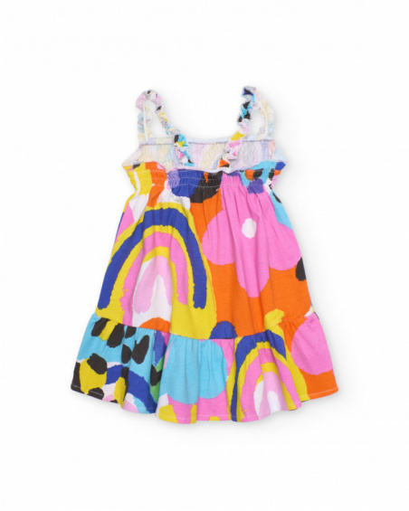 Girls’ knitted dress with gathered bodice