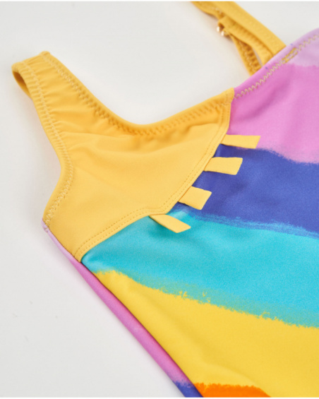 Girls’ knitted swimsuit with asymmetrical design