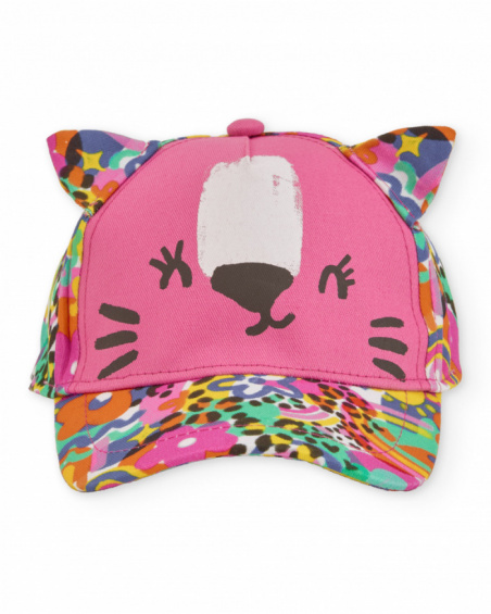 Girls’ woven cap with fabric little ears