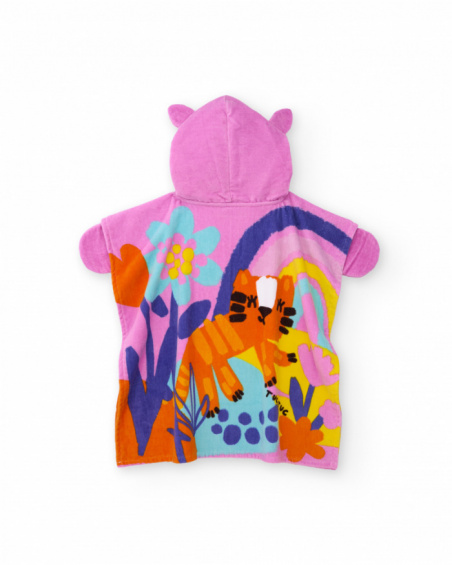 Girls’ knitted poncho towel with animal design