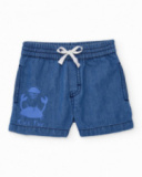 Boys’ woven bermuda shorts in denim fabric