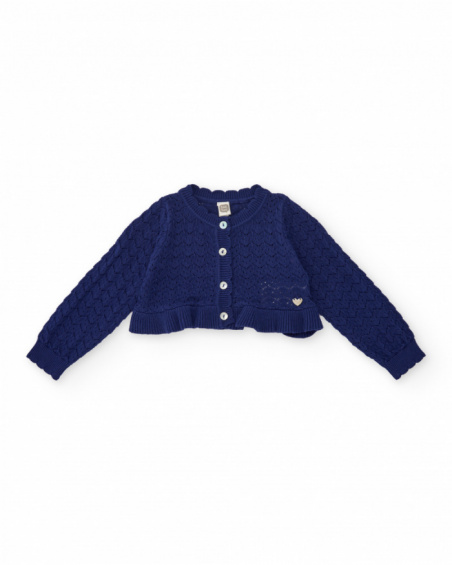 Girls’ knitted cardigan with openwork design