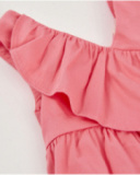 Girls’ woven dress with front ruffle