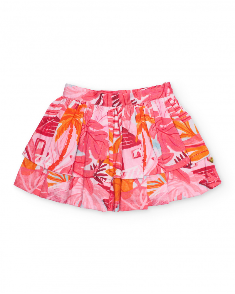 Girls’ woven skirt with layered tiers