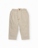 Boys’ trousers in plain fabric with an elastic waistband