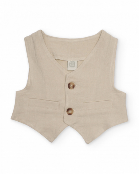 Boys’ waistcoat in plain fabric with a button fastening